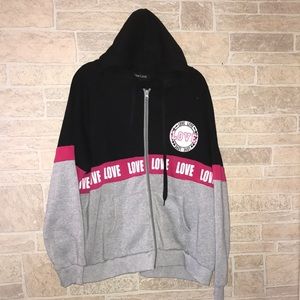 New Look Hooded Love Zip Up Sweatshirt